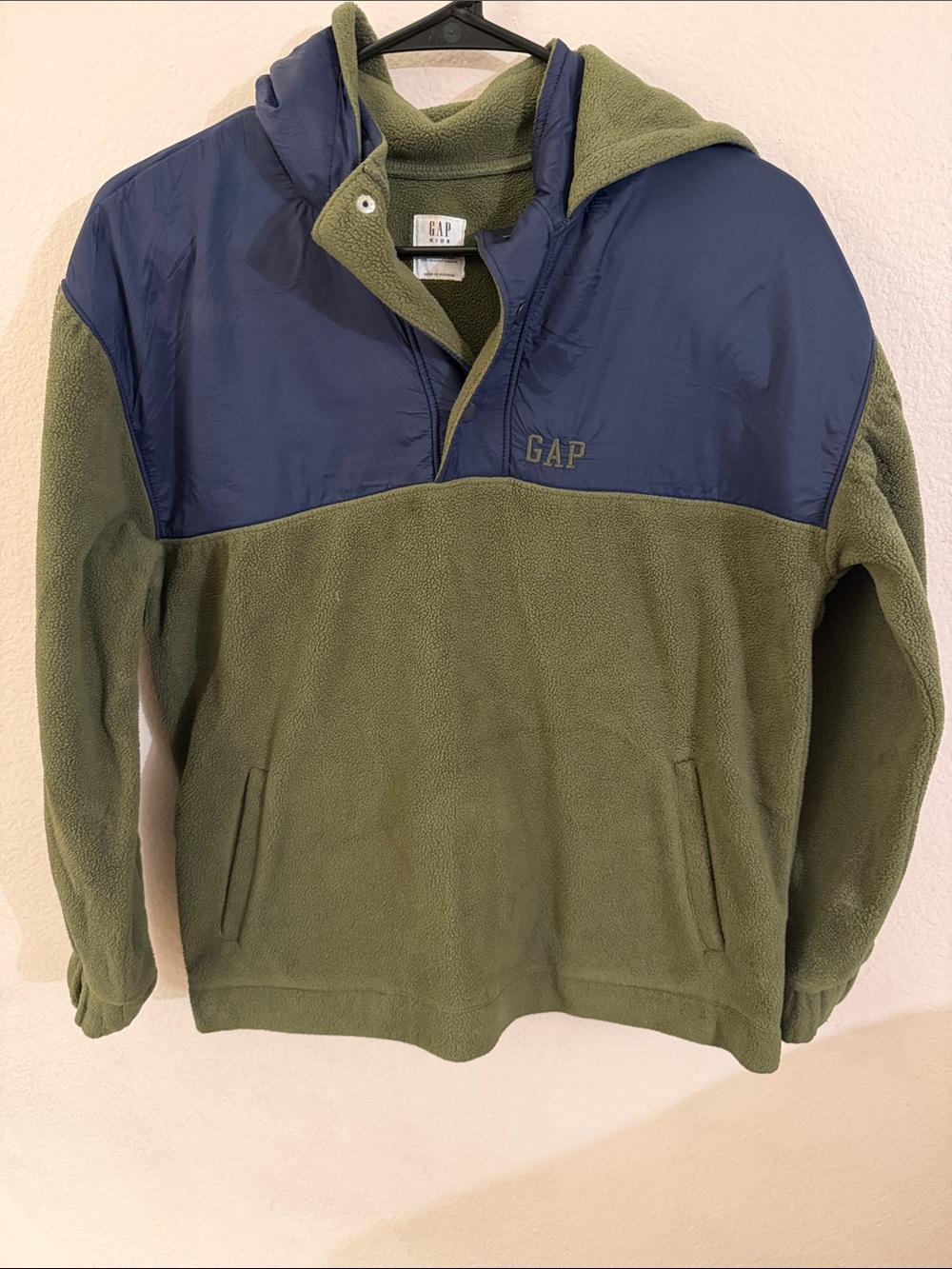 GAP Olive Green and Navy Zip-Up Hooded Fleece